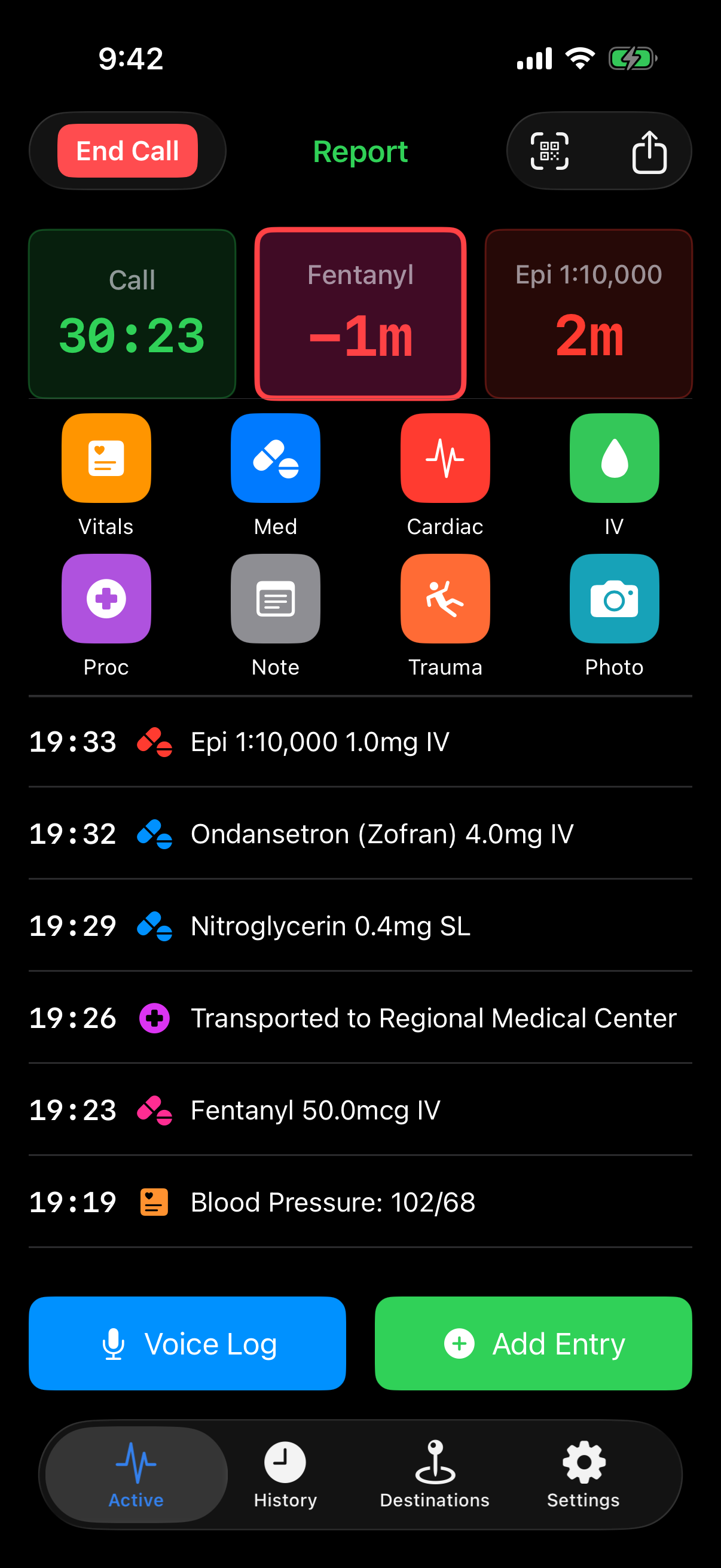 Active call with button grid