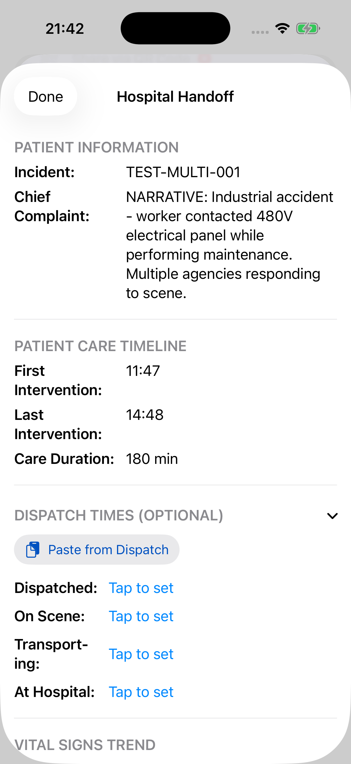 Hospital Handoff report