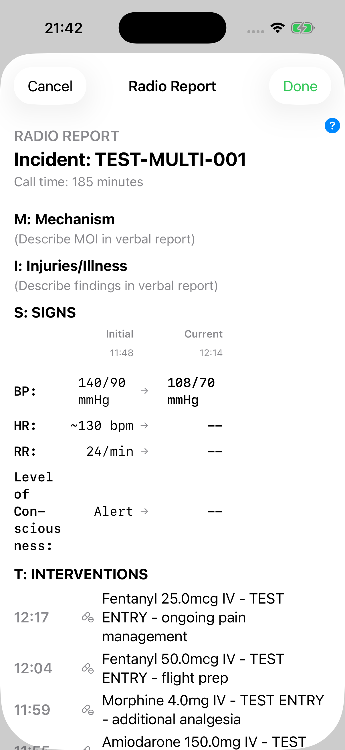 Radio Report MIST format