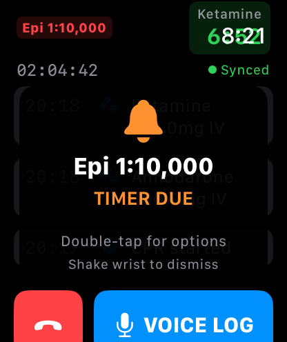 MedicLog timers on Apple Watch