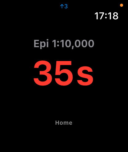 Epi 1:10,000 35s — active timer, one swipe from home